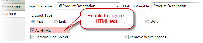 Enable capture HTML