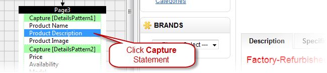 Select capture statement