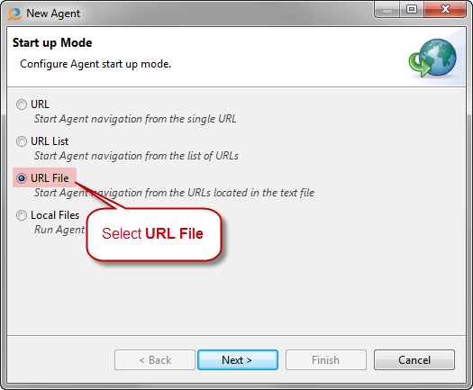 Select URL file mode