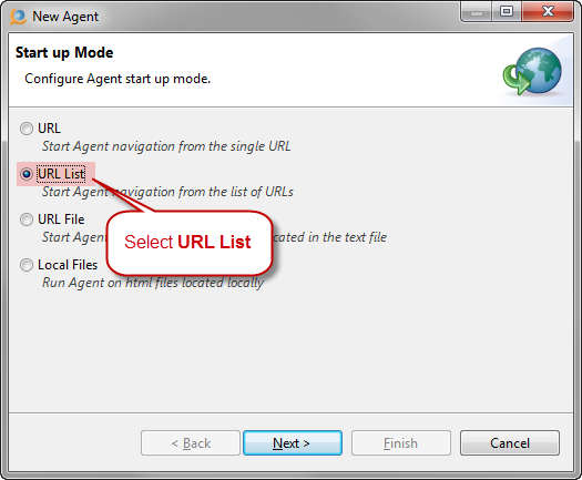 Select URL List mode